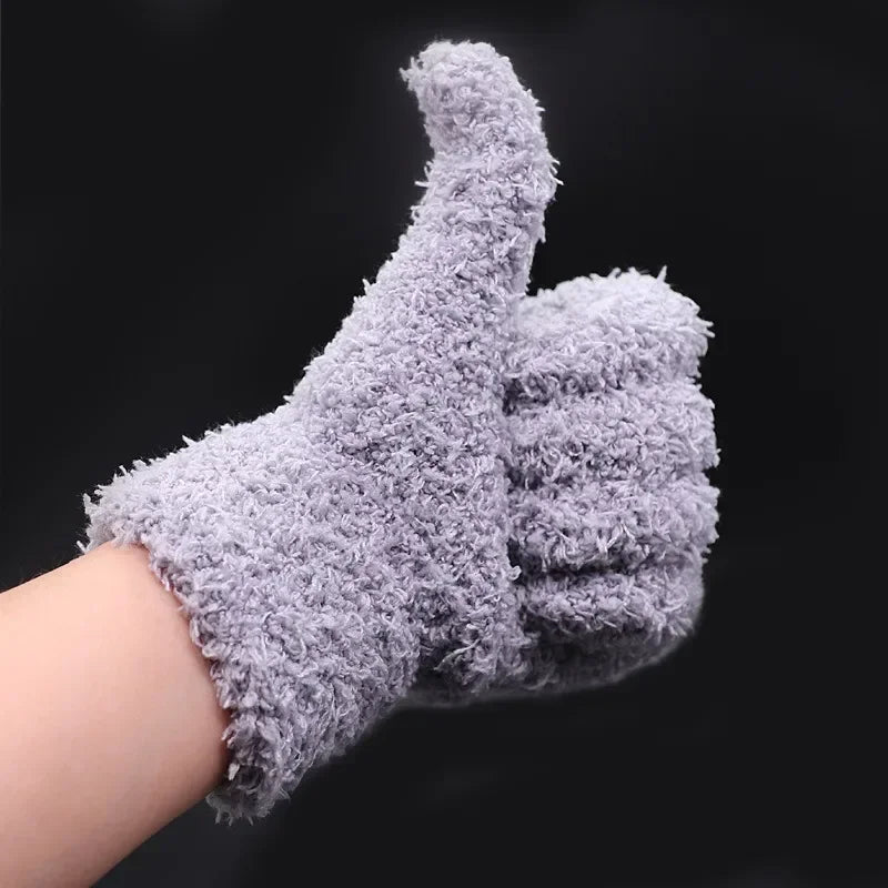 Coral Fleece Knit Gloves – Unisex Autumn Winter Spring Fleece Knit Gloves QXL
