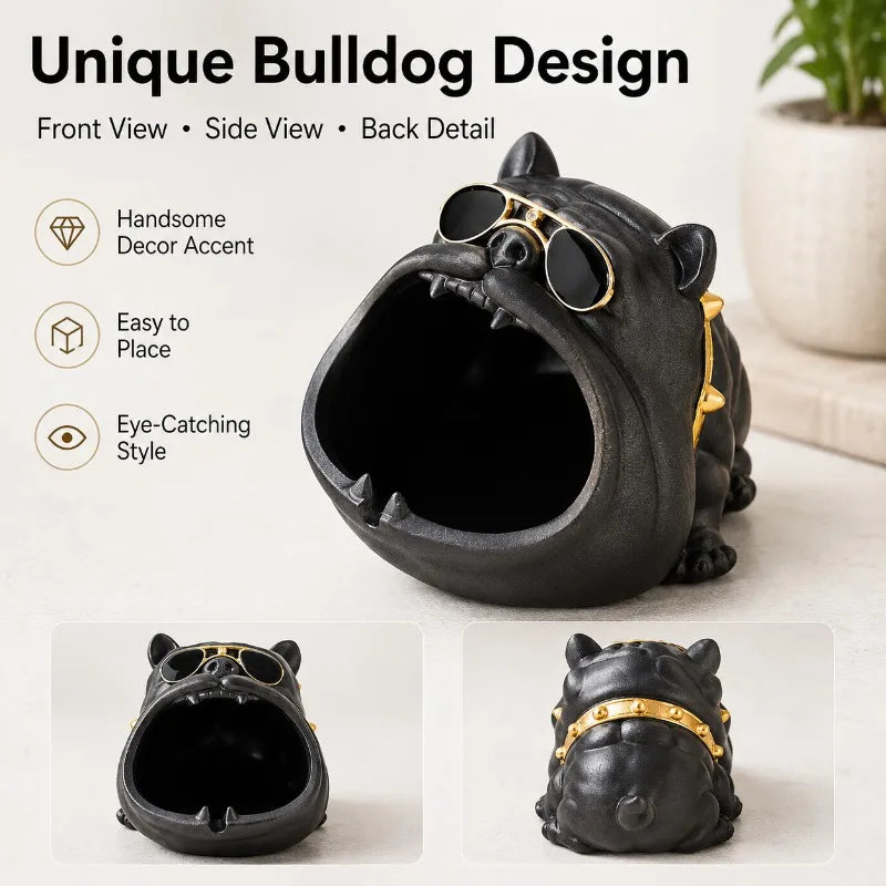 Cool Bulldog Ceramic Ashtray | Desktop Decor & Novelty Gift Decorative Ceramic Tray QXL