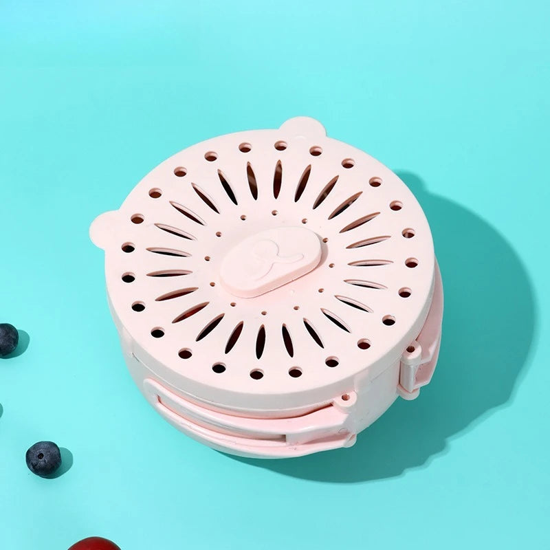 Foldable Fruit Washing Bowl with Drain Lid | PP5 Basket Fruit Washing Bowl QXL Pink