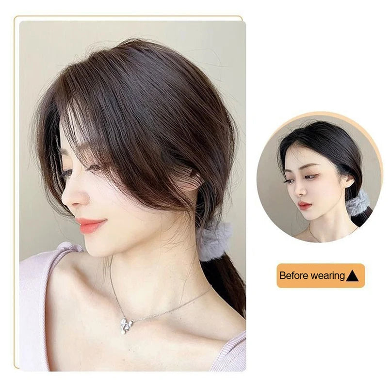 Clip-In Split Bangs Hair Extension | Left & Right Side Fringe Clip-In Bang Extension QXL