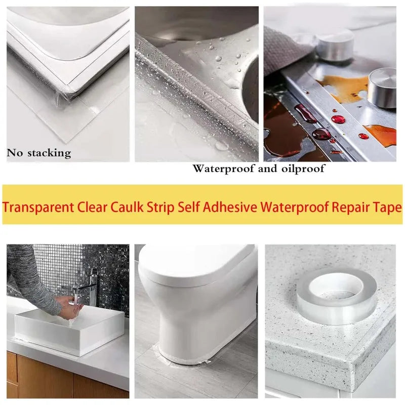 Clear Self-Adhesive Caulk Strip – Kitchen, Bath & Sink Seal Caulk Sealing Strip QXL