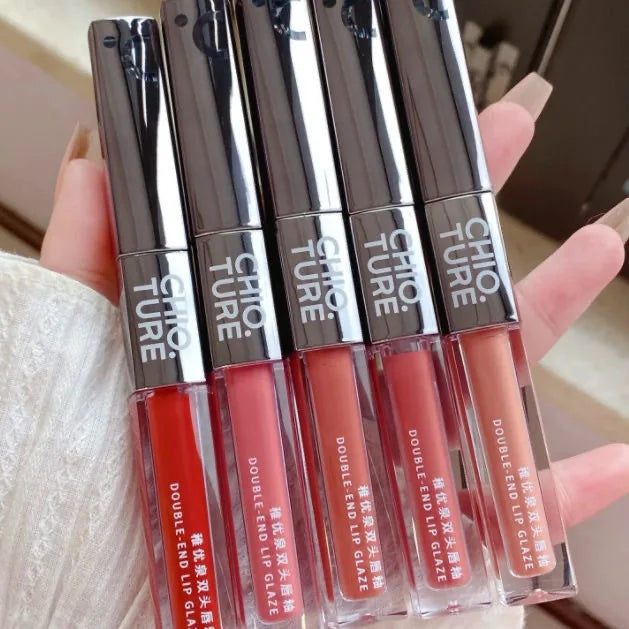 CHIOTURE Double-Ended Lip Glaze & Gloss | Mirror Watery Finish Lip Glaze & Gloss QXL