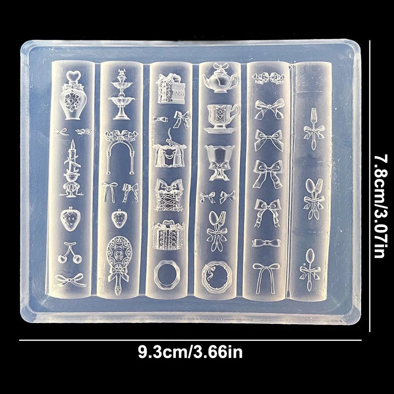 Silicone Nail Art Mold – Bowknot Teacup UV Gel Stencil Silicone Nail Mold QXL Transparent