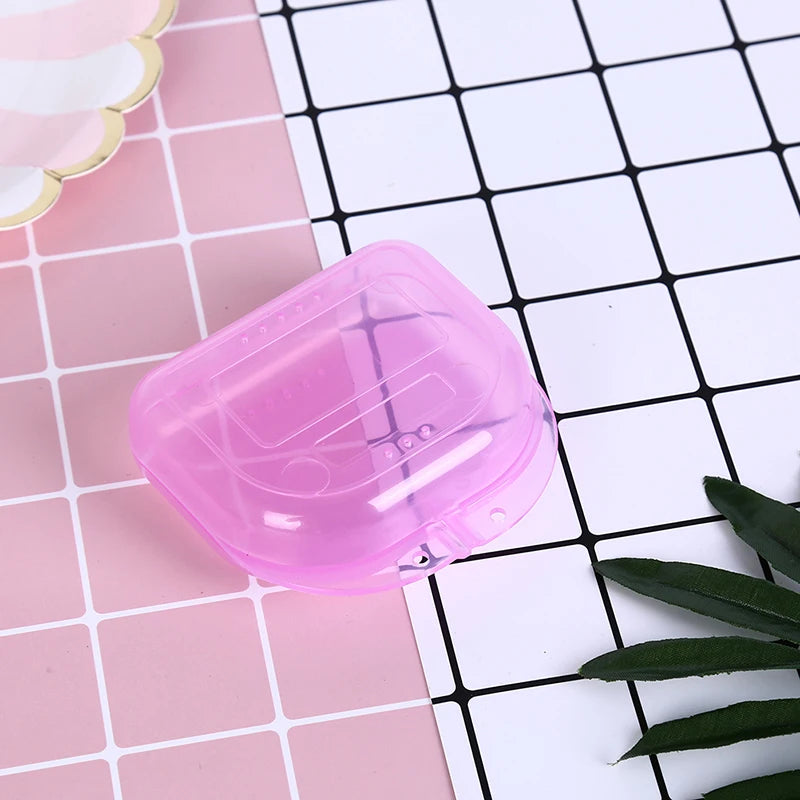 Denture & Retainer Storage Case | Mouth Guard Container Dental Appliance Case QXL Light pink