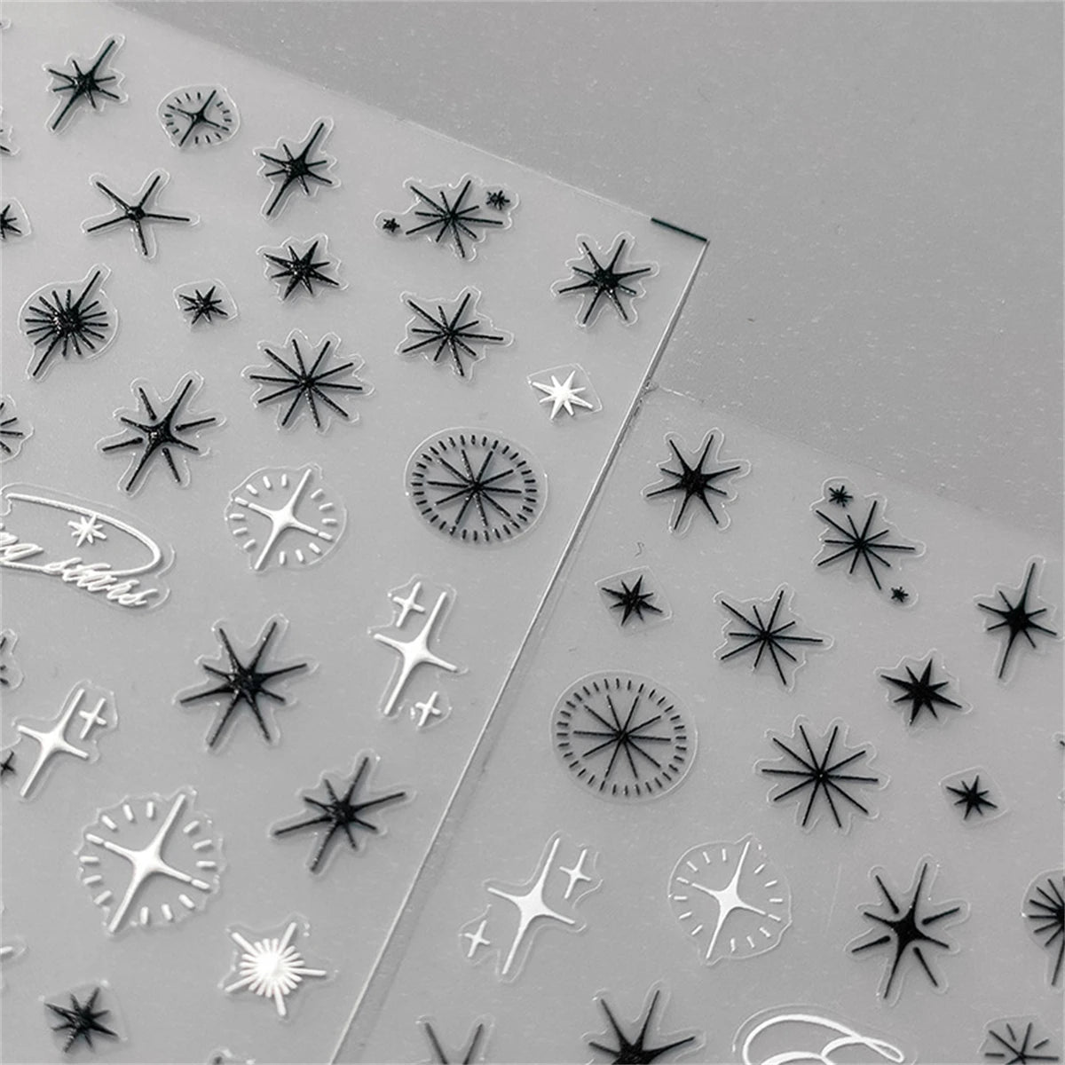 5D Black & White Star Nail Art Stickers | Punk Kawaii Decals Nail Art Stickers QXL