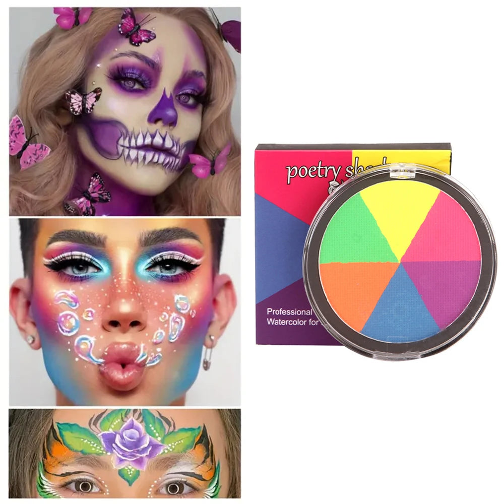 6-Color Fluorescent Face & Body Paint | Halloween Cosplay Face & Body Paint QXL