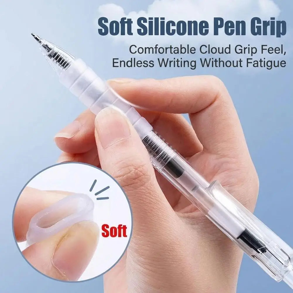6-Pack 0.5mm Gel Pens Black Blue Red | ST Nib, Silicone Grip Gel Pen Set QXL