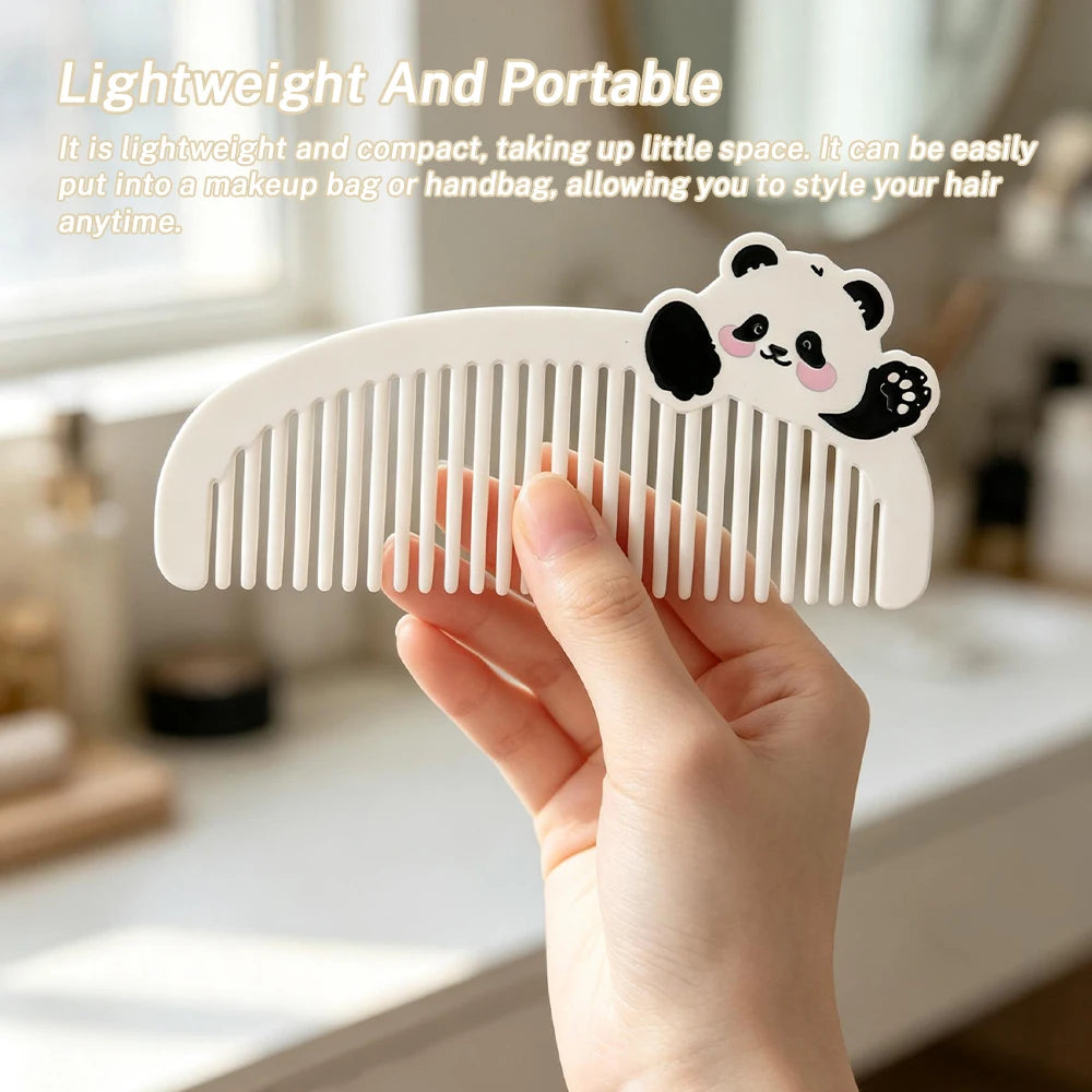 Mini Panda Crescent Wide-Tooth Pocket Comb | Travel Hair Comb Pocket Hair Comb QXL