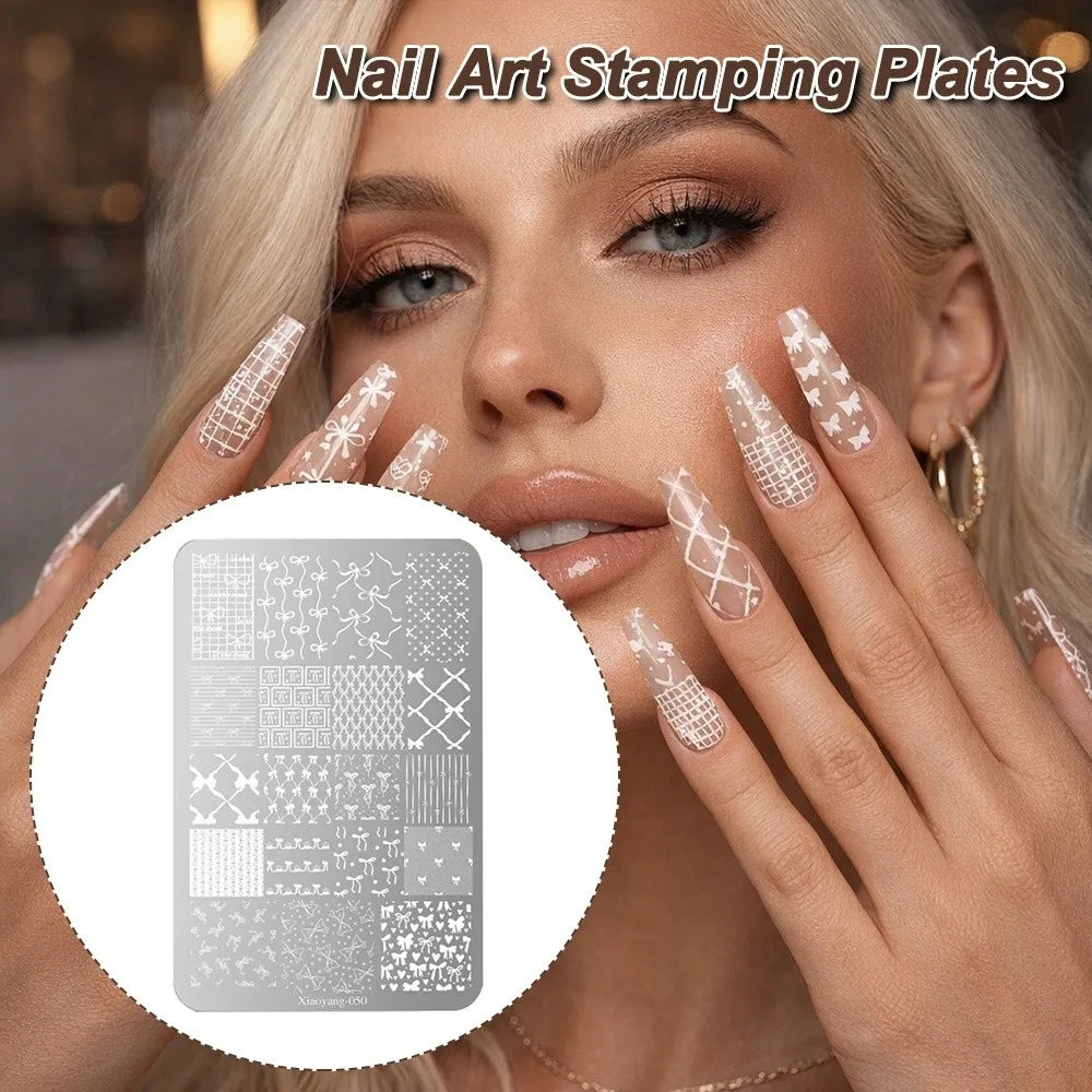 Kawaii Bowknot Nail Stamping Plate | Stainless Steel Stencil Nail Stamping Plate QXL