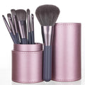 7-Piece Makeup Brush Set with PU Storage Bucket | Ronshadow Makeup Brush Set QXL Dark Purple