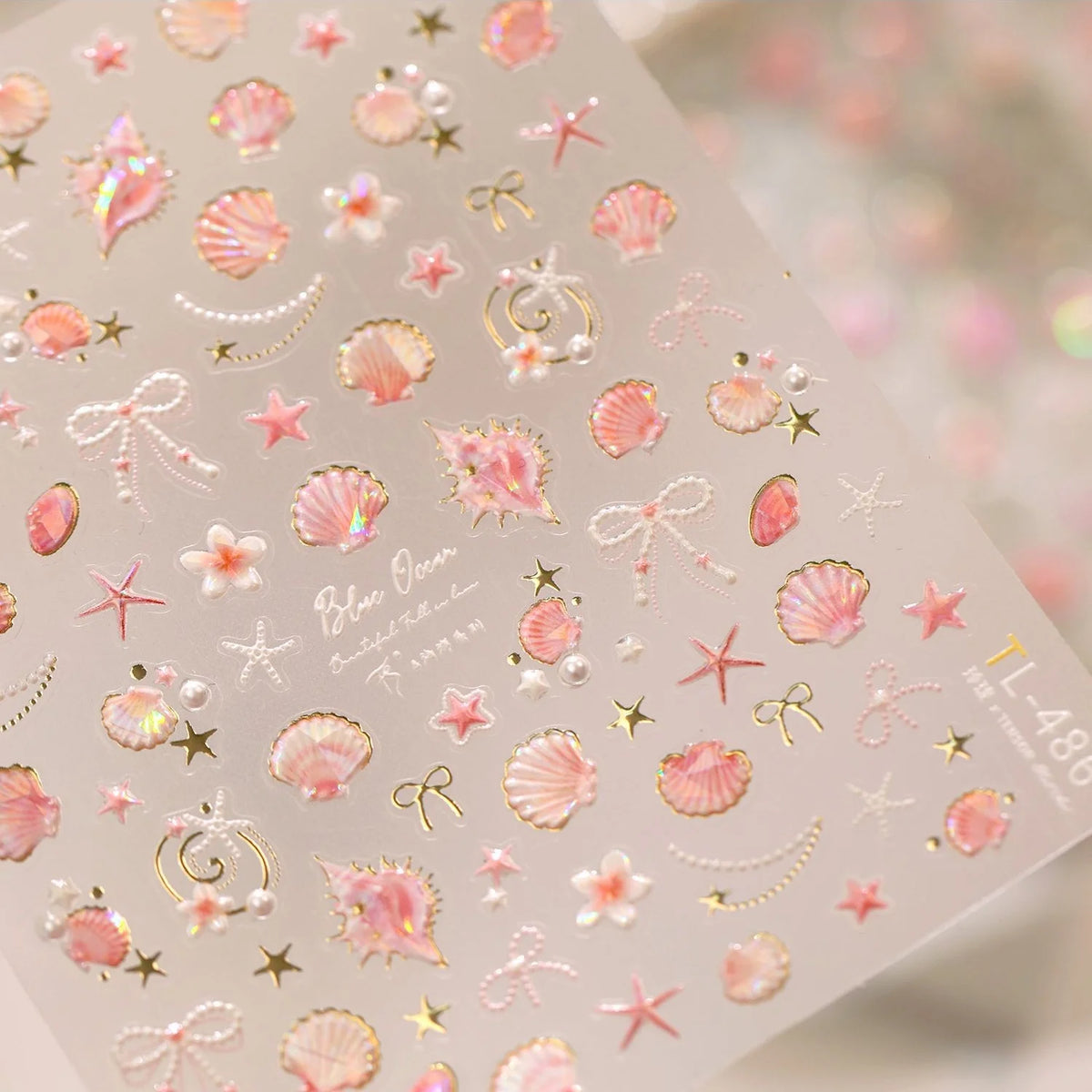 Fresh Ocean 5D Nail Stickers – Shell Starfish Pearl Decals Nail Art Stickers QXL