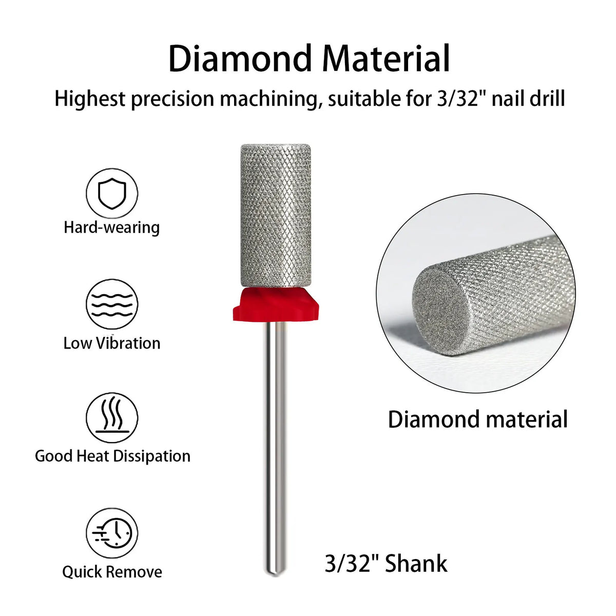 5-Pc Diamond & Tungsten Carbide Nail Drill Bits Set Nail Drill Bits QXL