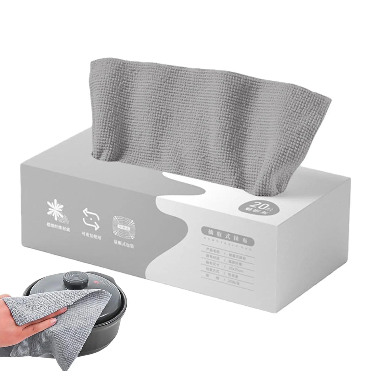 Microfiber Pull-Out Cleaning Cloths | 20-Pack Dispenser Box Microfiber Cleaning Cloths QXL