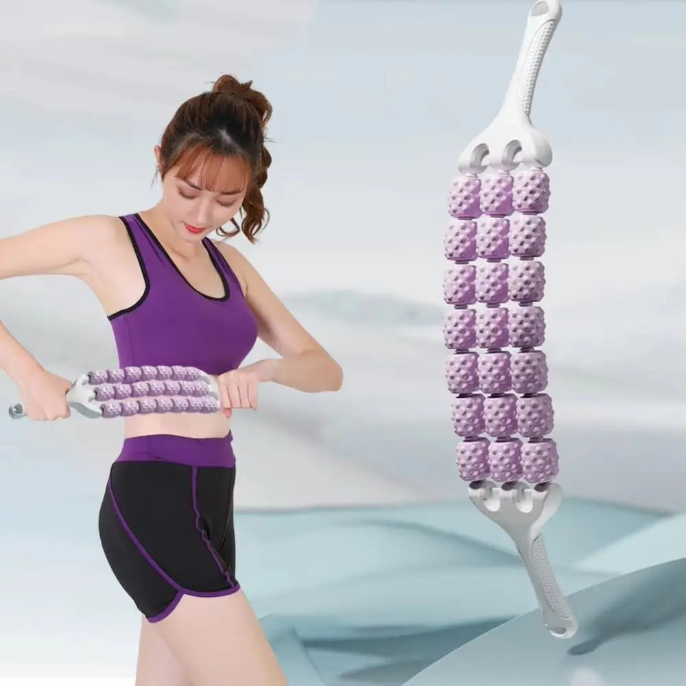 Curved 3-Row Massage Roller Stick | Non-Slip Muscle Roller Massage Roller Stick QXL