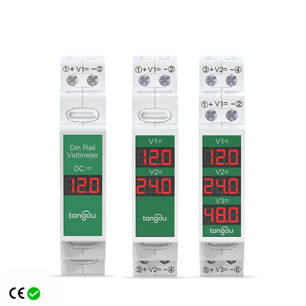 DIN Rail DC Voltmeter 11V–310V | LED Digital Voltage Meter Digital Voltmeter QXL
