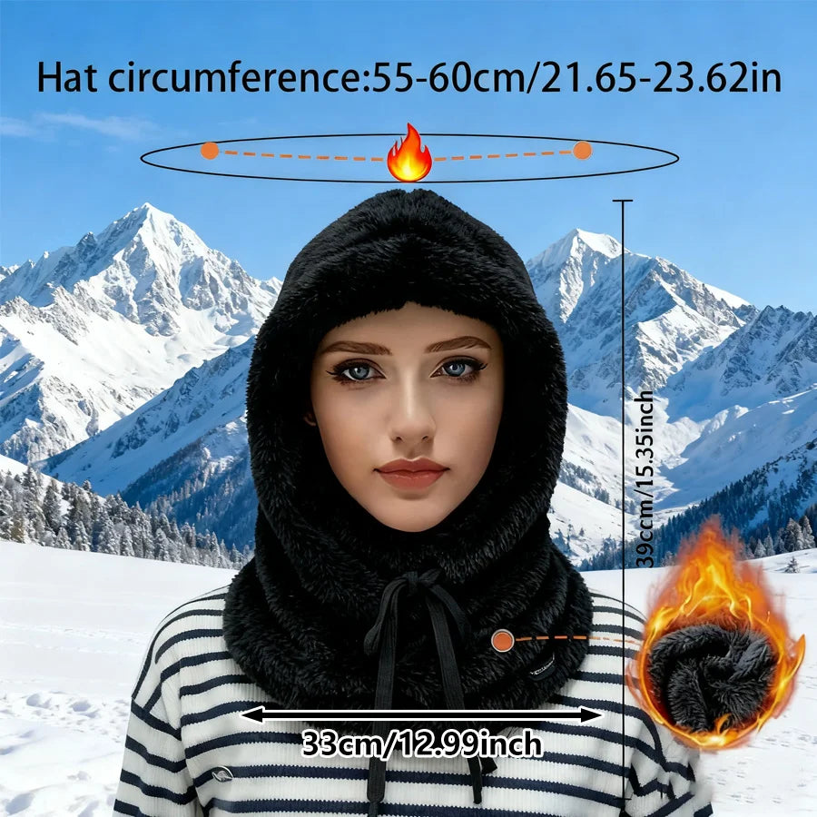 Super Thick Plush Winter Balaclava Hat | Adjustable Drawstring Winter Balaclava Hat QXL