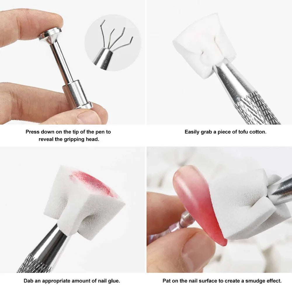3-Pack Nail Sponge Gripper | Stainless Steel 4-Prong Manicure Tool Nail Sponge Gripper QXL