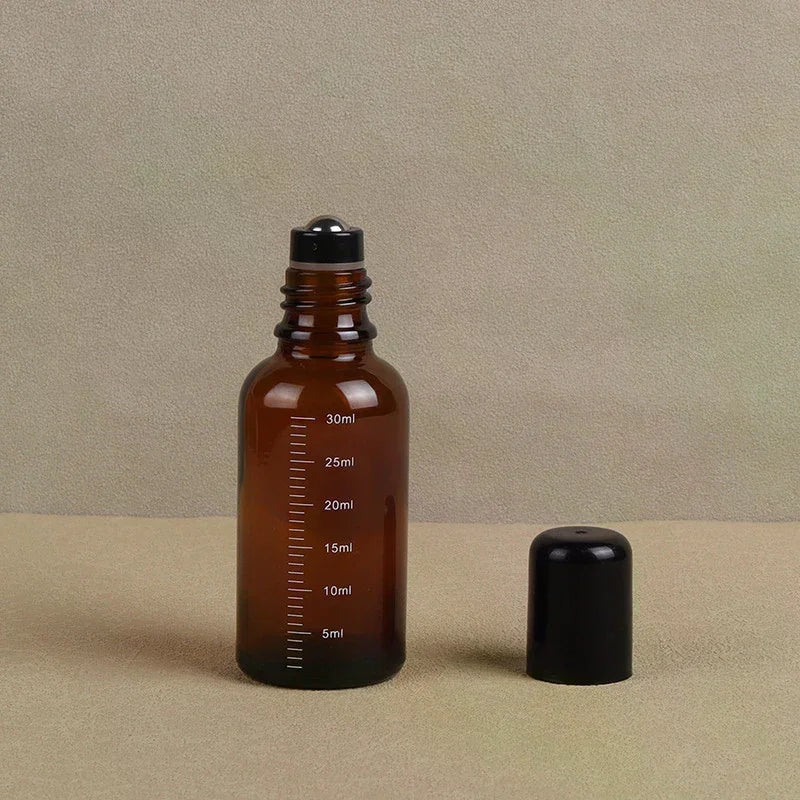 Brown Glass Roll-On Bottles 5ml–50ml | Essential Oil Roller Glass Roller Bottle QXL