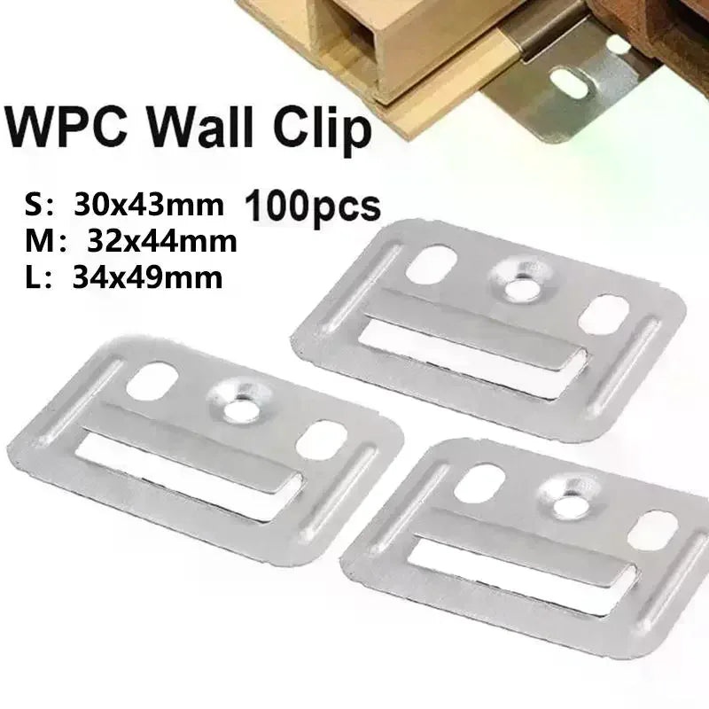 100-Pack Metal WPC Wall Panel Clips | Fluted Cladding Fasteners Wall Panel Clips QXL