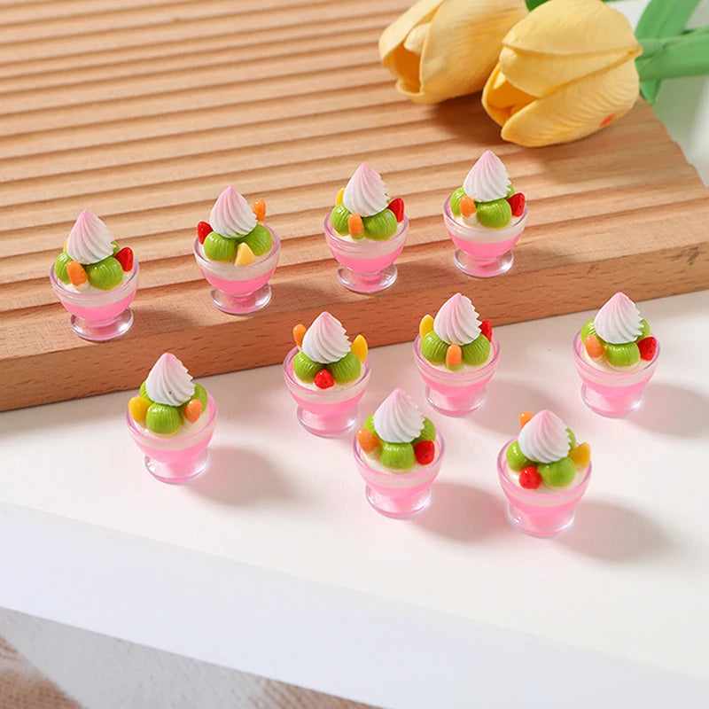 6-Pack Miniature Ice Cream Sundae Dollhouse Accessories 1:12 Dollhouse Miniatures QXL