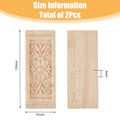 2-Pack Rectangle Wood Carved Applique | Floral Furniture Onlay Wood Carved Applique QXL AECH04-06406
