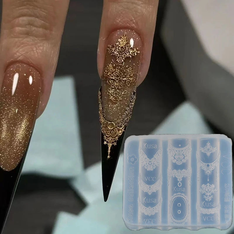 Silicone Lace Nail Art Mold | Embossed Manicure Stencil Nail Art Mold QXL Default Title