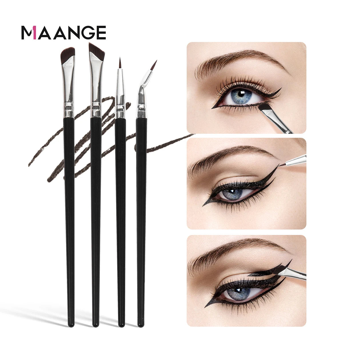 MAANGE 4-Piece Eye Makeup Brush Set – Eyeshadow & Eyeliner Eye Makeup Brush Set QXL