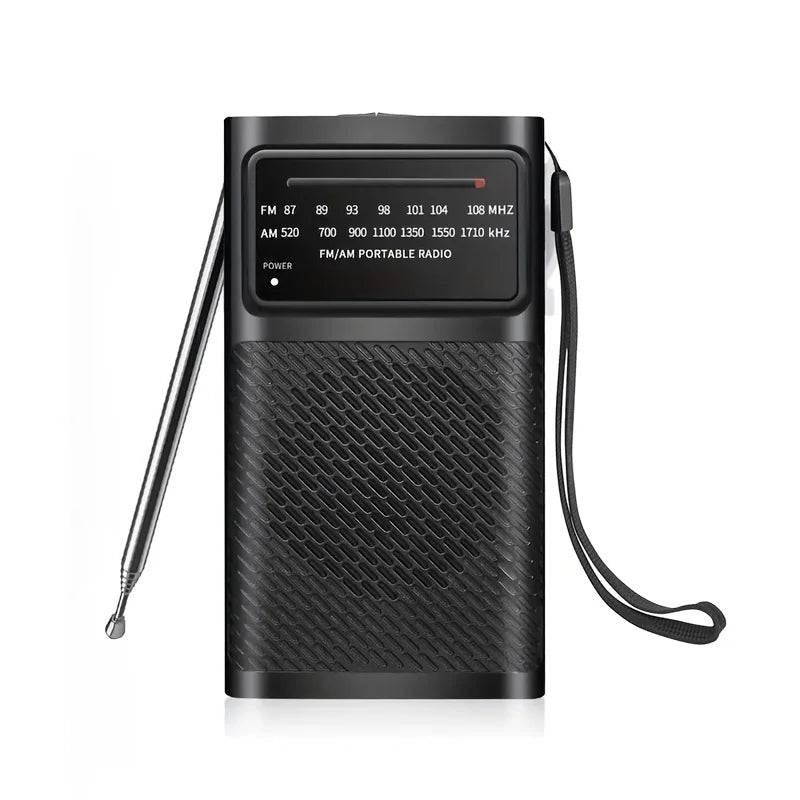 YITHOR Portable Mini AM FM Radio | Loud Speaker, AA Battery Portable AM/FM Radio QXL black