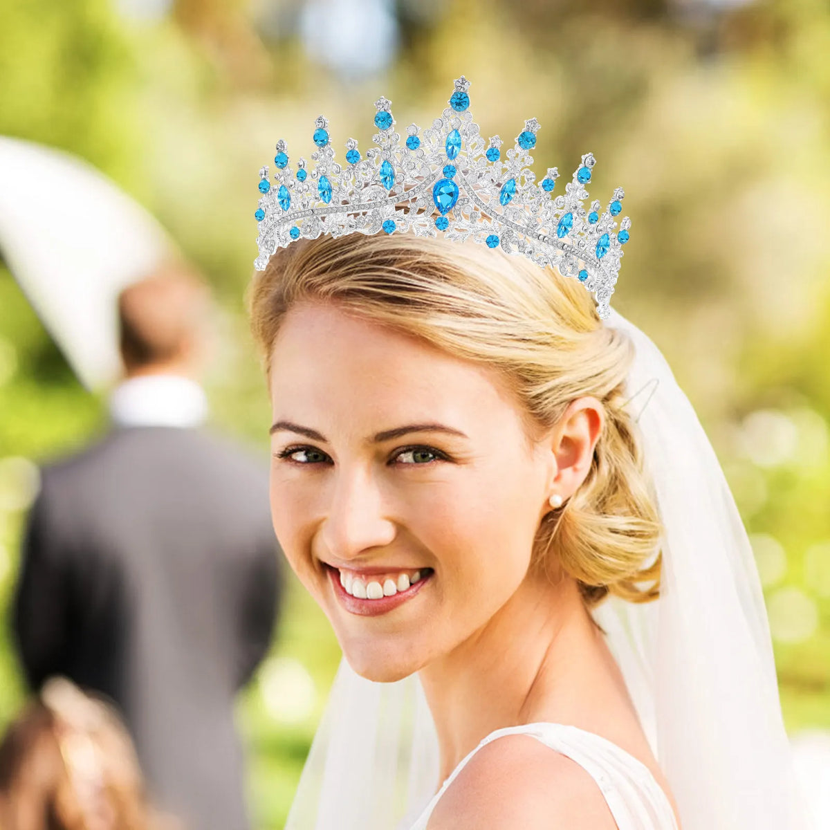 Crystal Rhinestone Crown Tiara | Wedding & Birthday Headpiece Crystal Crown Tiara QXL