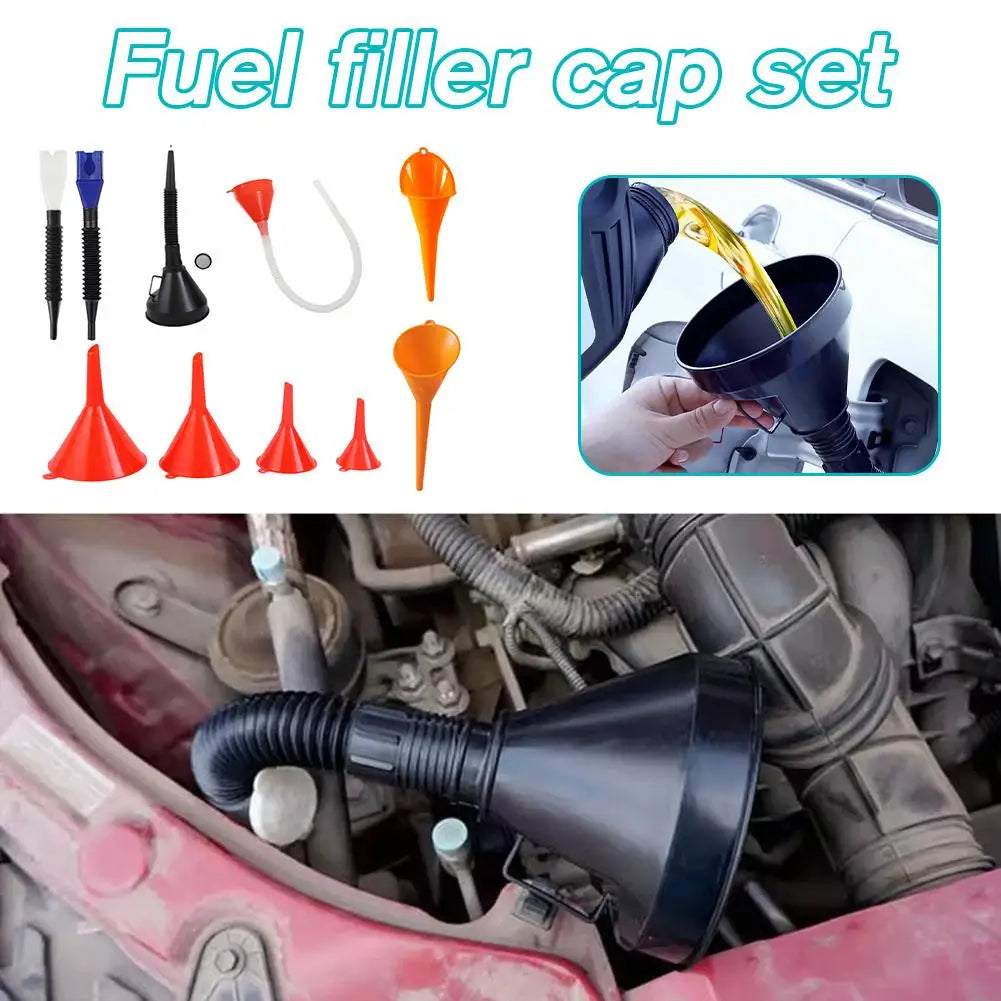 Flexible Right Angle Oil Filling Funnel Set | Wide Mouth Automotive Oil Funnel QXL