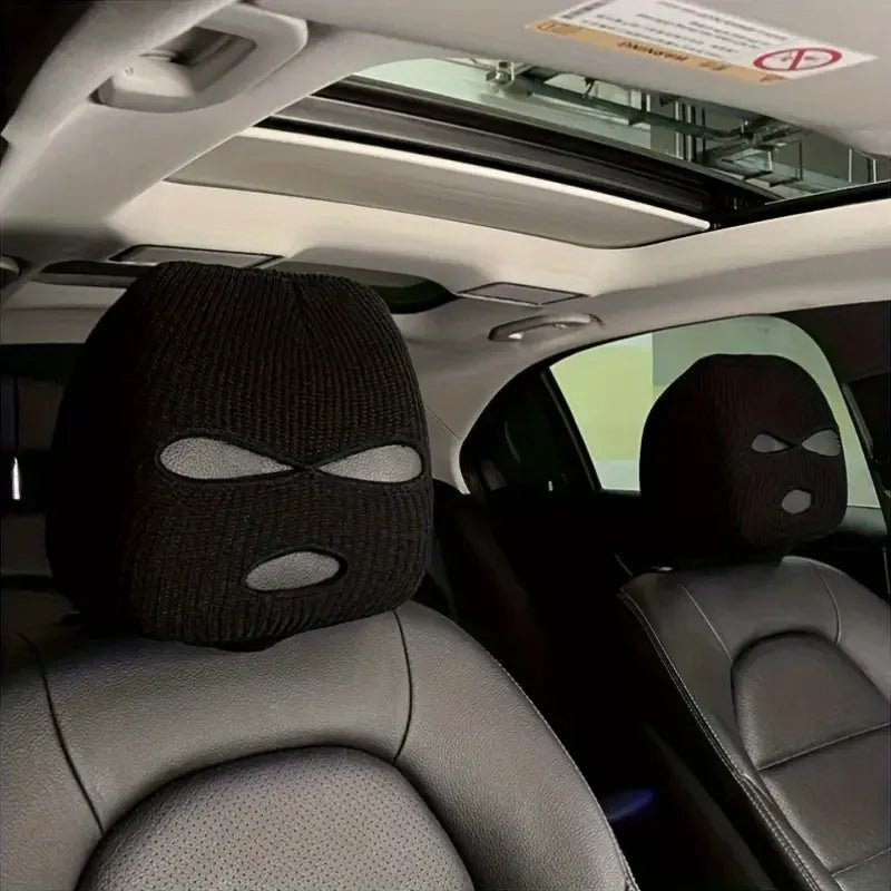 Funny Black & White Car Headrest Cover | Universal Fit Car Headrest Cover QXL