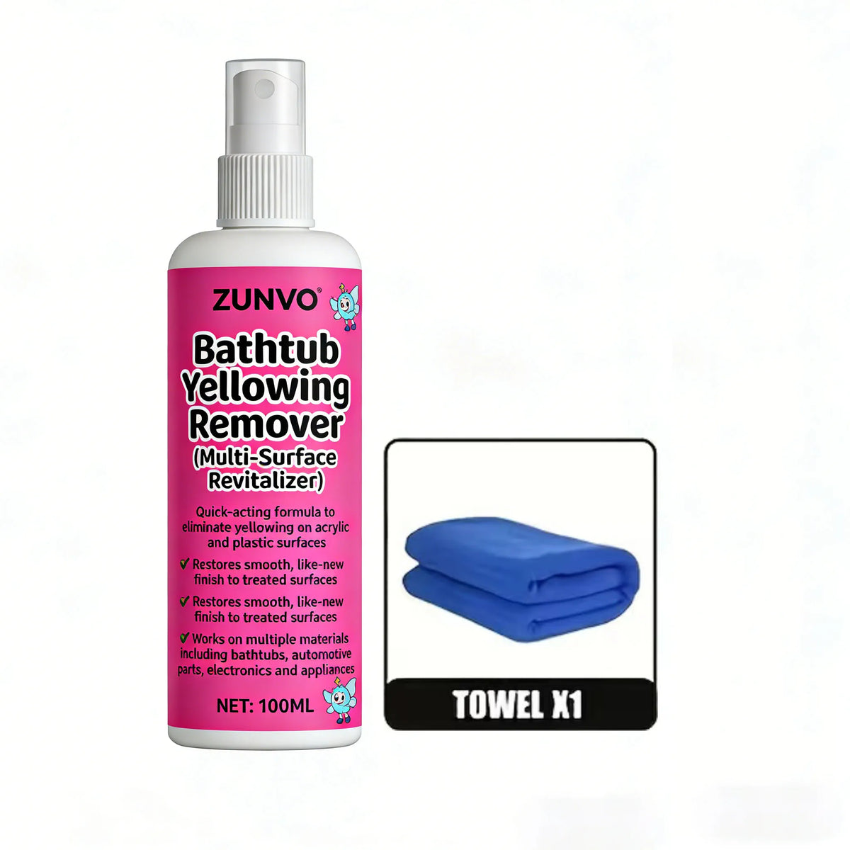 Bathtub Yellowing Remover Spray – Acrylic & Plastic Cleaner Surface Cleaner Spray QXL Default Title