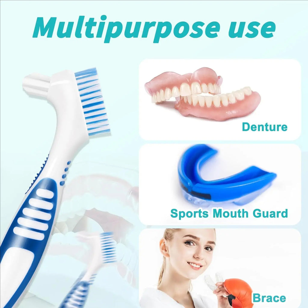 Double-Sided Denture Cleaning Brush Set | Soft Bristles 4/24-Pack Denture Cleaning Brush QXL
