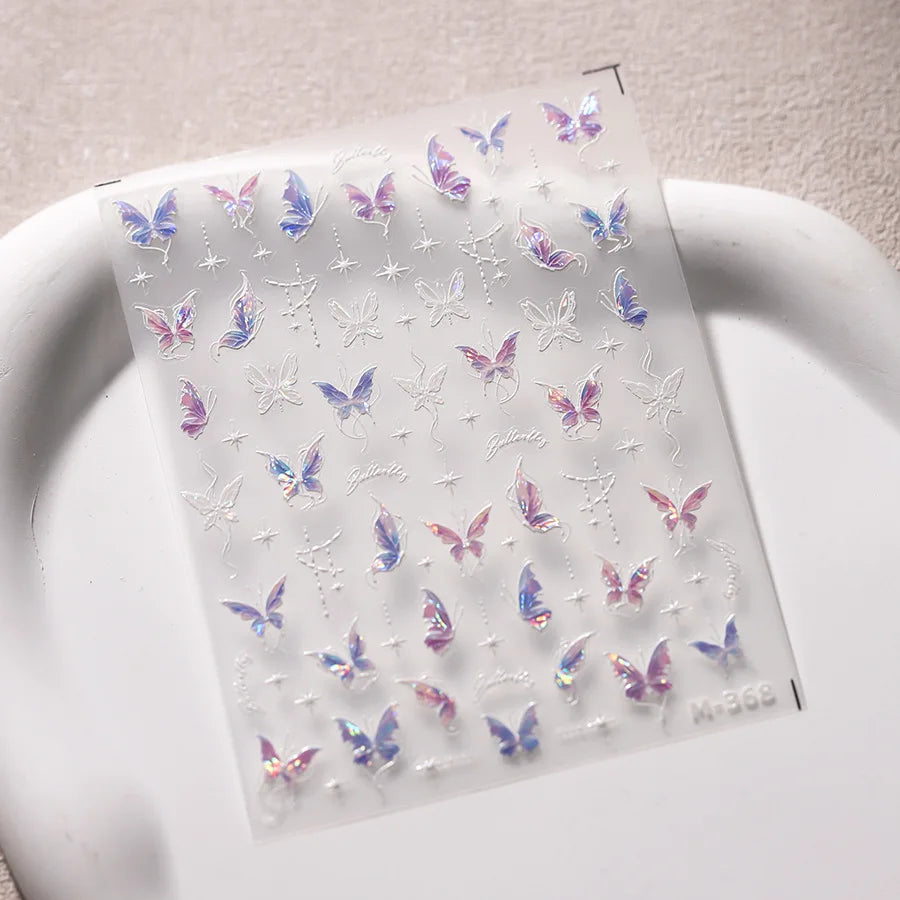 5D Butterfly Nail Art Stickers | Kawaii DIY Decal Sliders Nail Art Stickers QXL M368