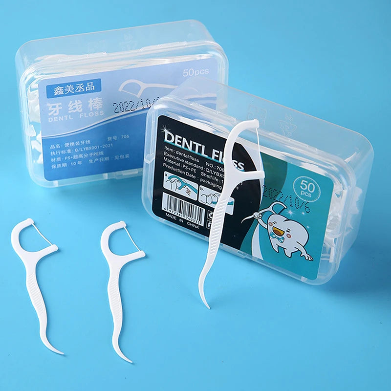 Disposable Floss Picks & Interdental Brushes – 20/50/100 Pack Dental Floss Picks QXL