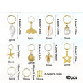 40-Pc Ocean Seashell Hair Clips & Dreadlock Braid Rings Set Braid Hair Accessories QXL Gold 40Pcs