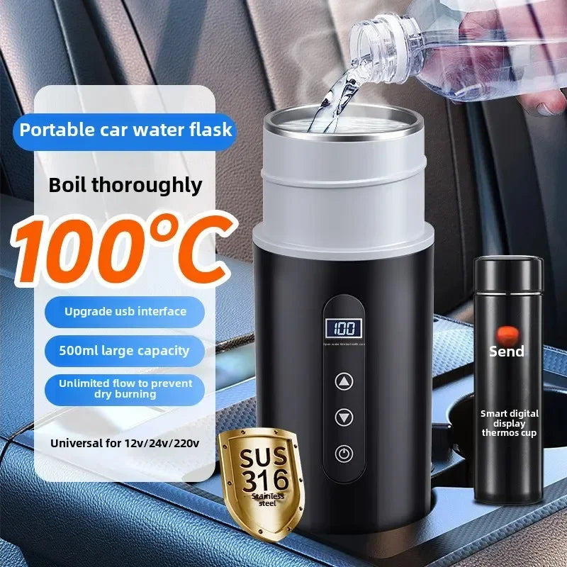 500ml Electric Heated Car Bottle | 12V 24V USB Travel Thermos Heated Car Thermos QXL