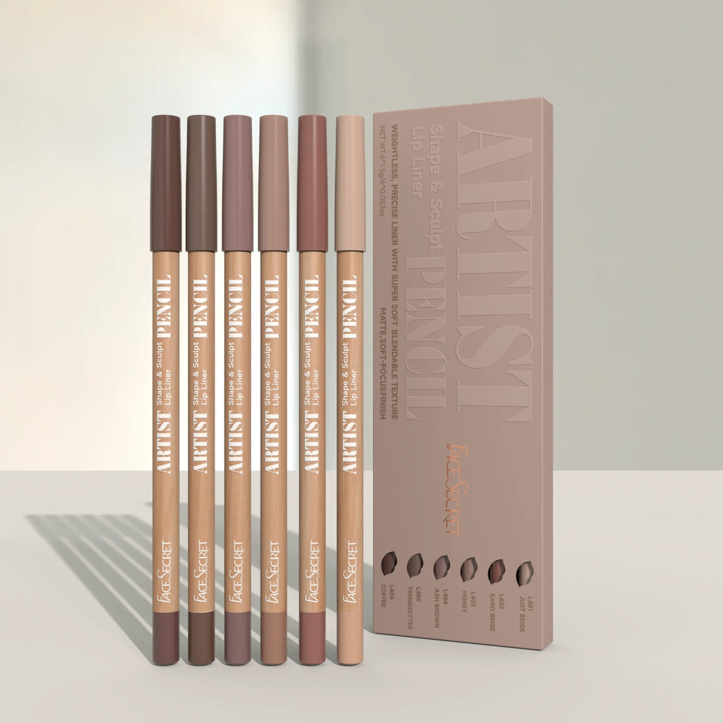 6-Piece Matte Lip Liner Set | Waterproof Velvet Lip Pencil Lip Liner Set QXL NUDE BROWN