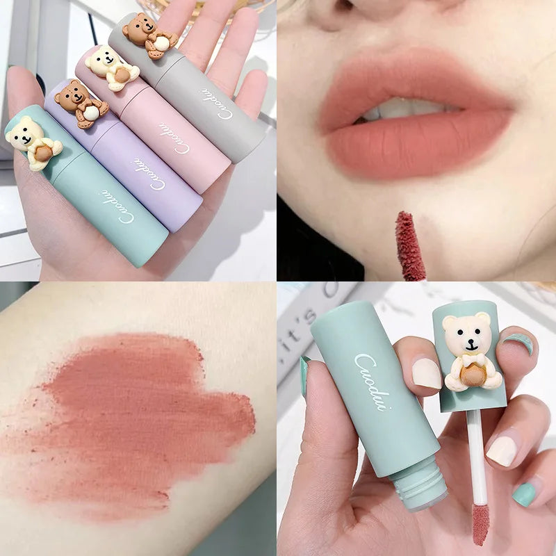 Cute Bear Velvet Matte Lip Mud | Waterproof Long-Lasting Lip Tint Matte Lip Tint QXL
