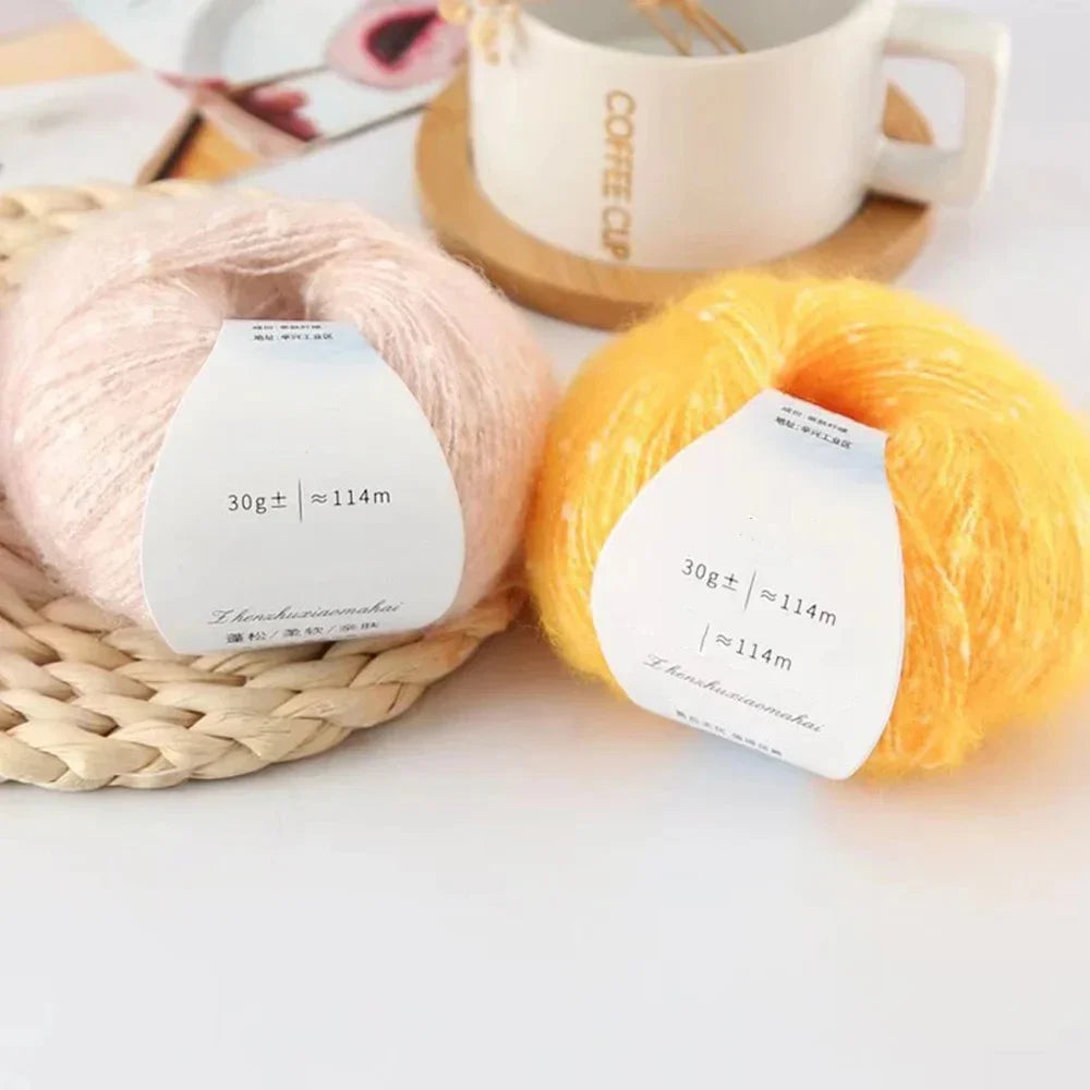 Pearl Mohair Yarn DIY Knitting Wool Blend Thread 30g 144m Mohair Knitting Yarn QXL