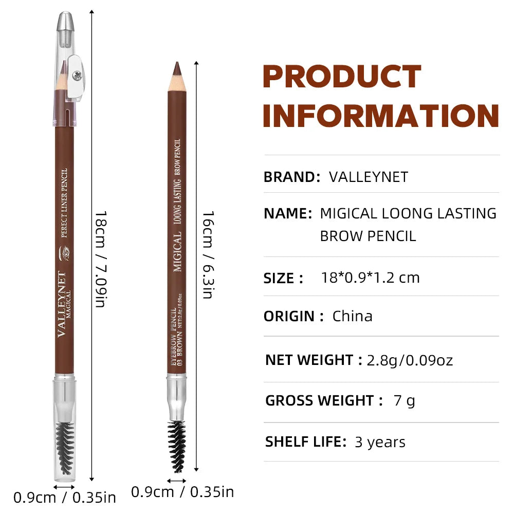 3-Color Waterproof Double-Ended Eyebrow Pencil + Built-In Brush Eyebrow Pencil QXL