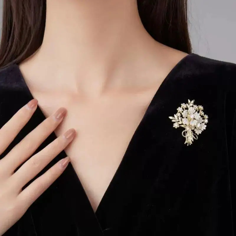 Rhinestone Money Tree Brooch | Crystal Lapel Pin for Women Crystal Lapel Brooch QXL