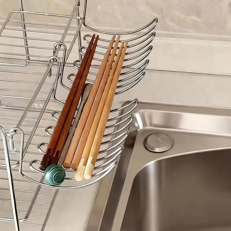 2-Pack Expandable Stainless Steel Draining Basket Hanging Rack Sink Draining Basket QXL
