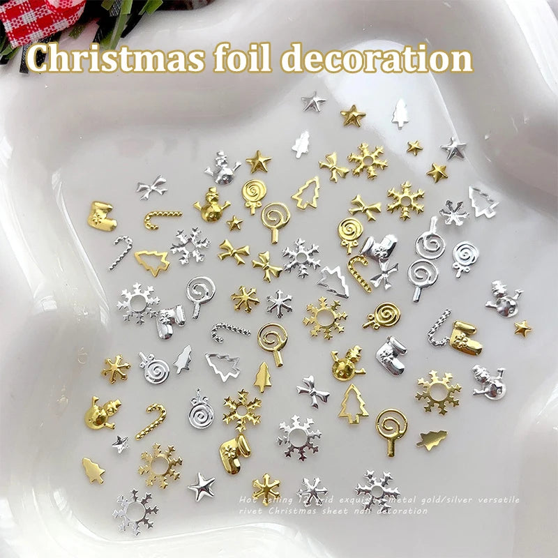 Christmas Nail Art Charms 12-Grid | Metal Xmas Sequins Set Nail Art Charms QXL
