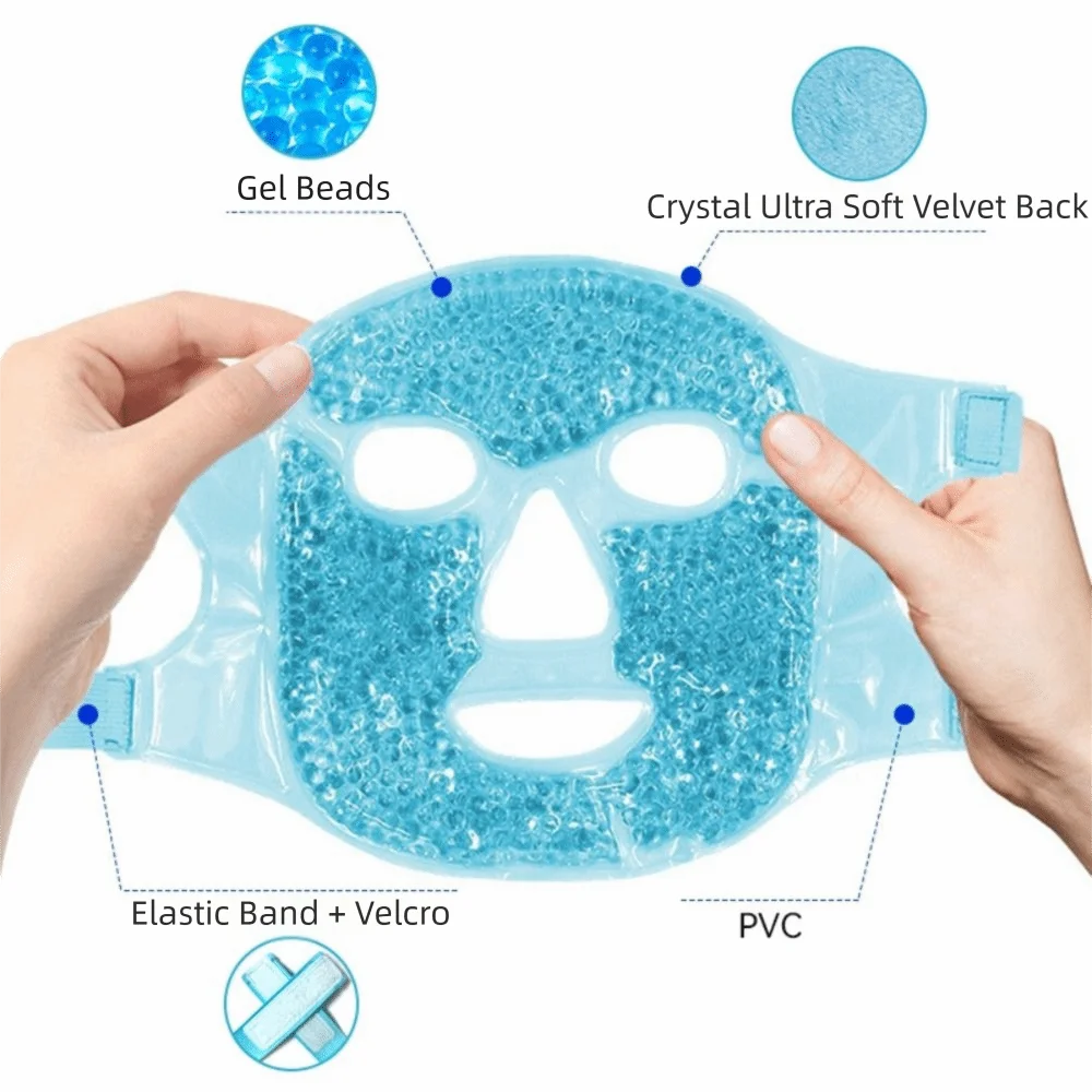 Reusable Gel Bead Face Mask | Hot & Cold Full-Face Compress Gel Face Mask QXL