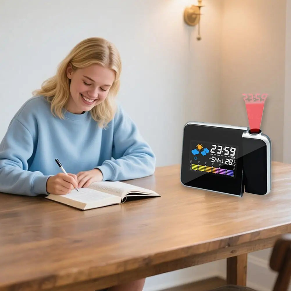 LED Projection Alarm Clock | Color Screen & Weather Forecast Projection Alarm Clock QXL