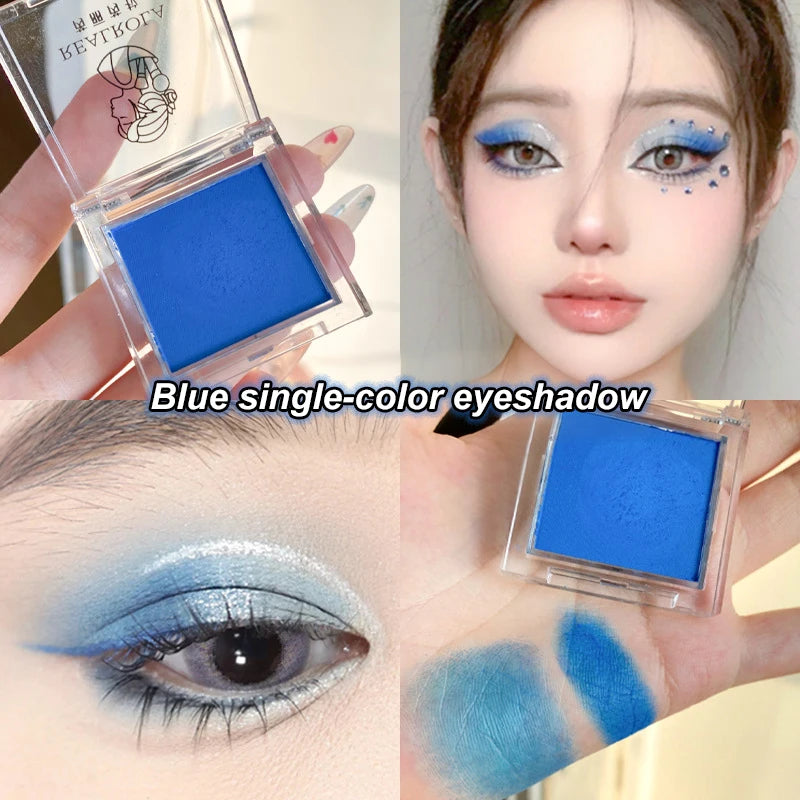 Matte Neon Green Eyeshadow | High Pigment Waterproof Single Color Matte Eyeshadow QXL 03 Deep Blue