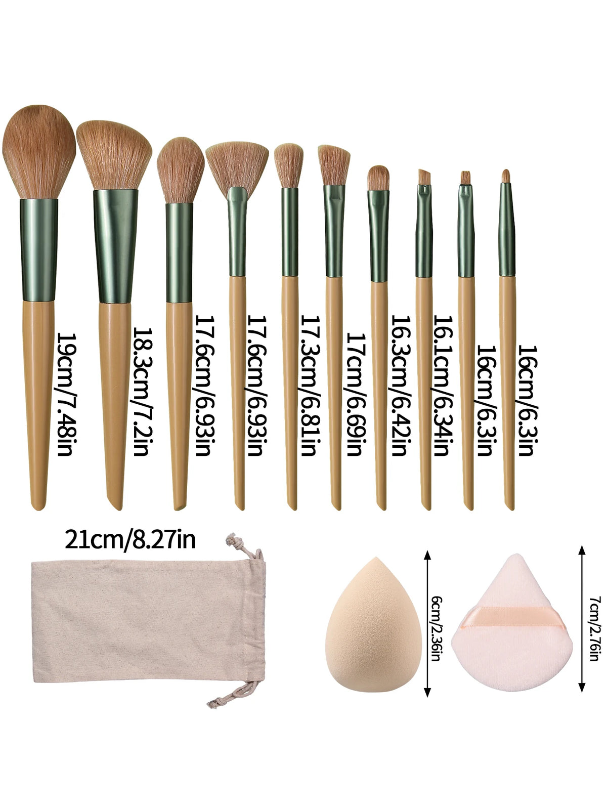 KOSSHOW 15-Pc Makeup Brush Set with Sponge & Storage Bag Makeup Brush Set QXL