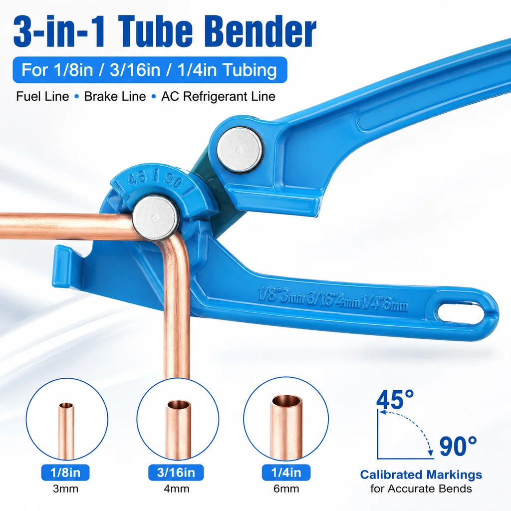 3-in-1 Tube Bender | 1/8 3/16 1/4 in Brake & AC Line Tool Tube Bender Tool QXL