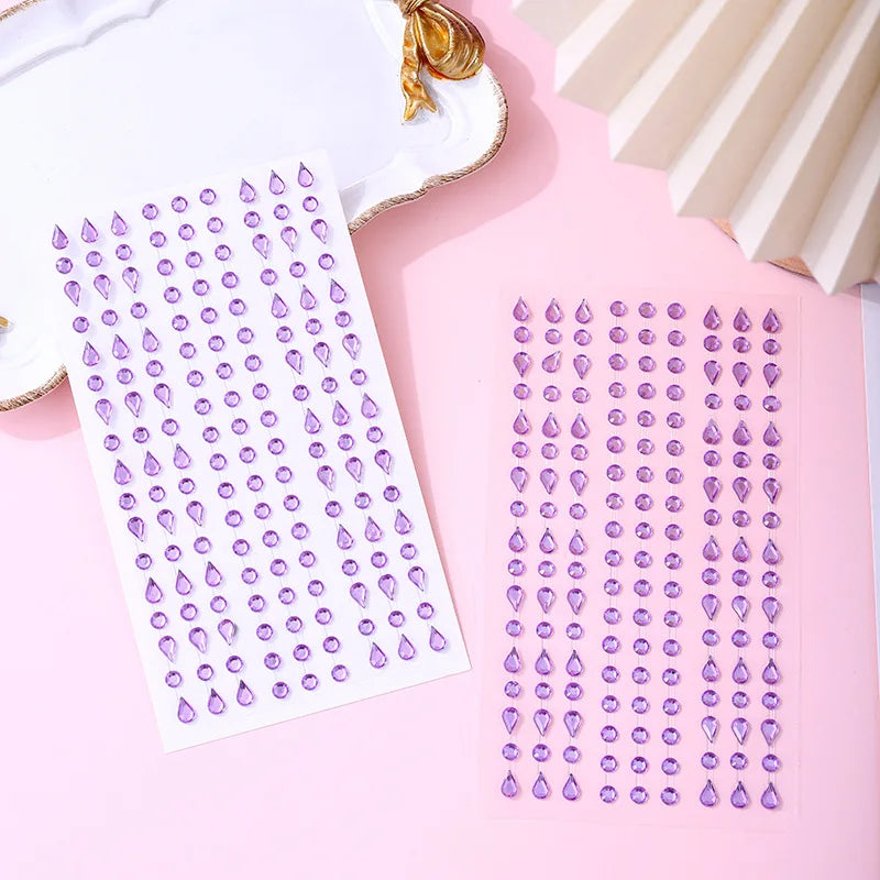Self-Adhesive Rhinestone Gem Nail Stickers – Multicolor Sheet Nail Rhinestone Stickers QXL purple